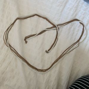 Adjustable faux pearl chain necklace